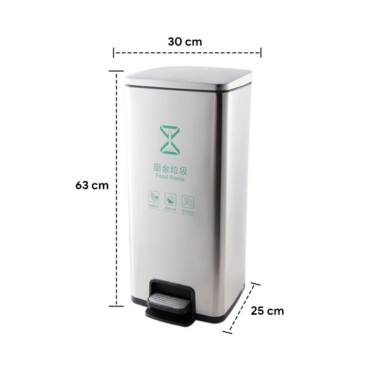 Papelera Metálica 30lts Basurero Acero Inoxidable Reciclaje