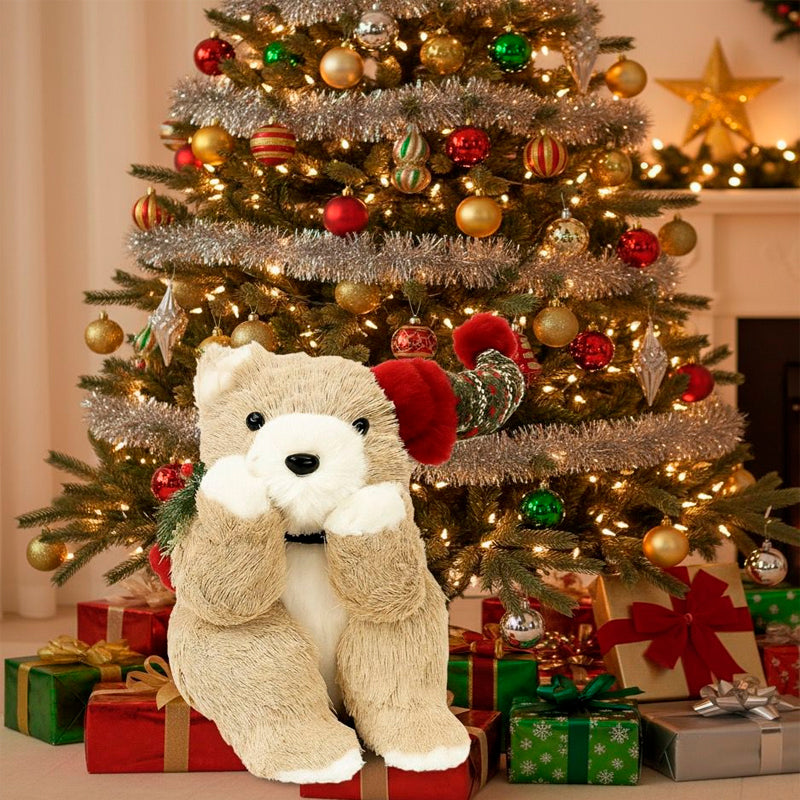 Adorno Para Arbol De Navidad Oso Peluche Pascuero Navideño