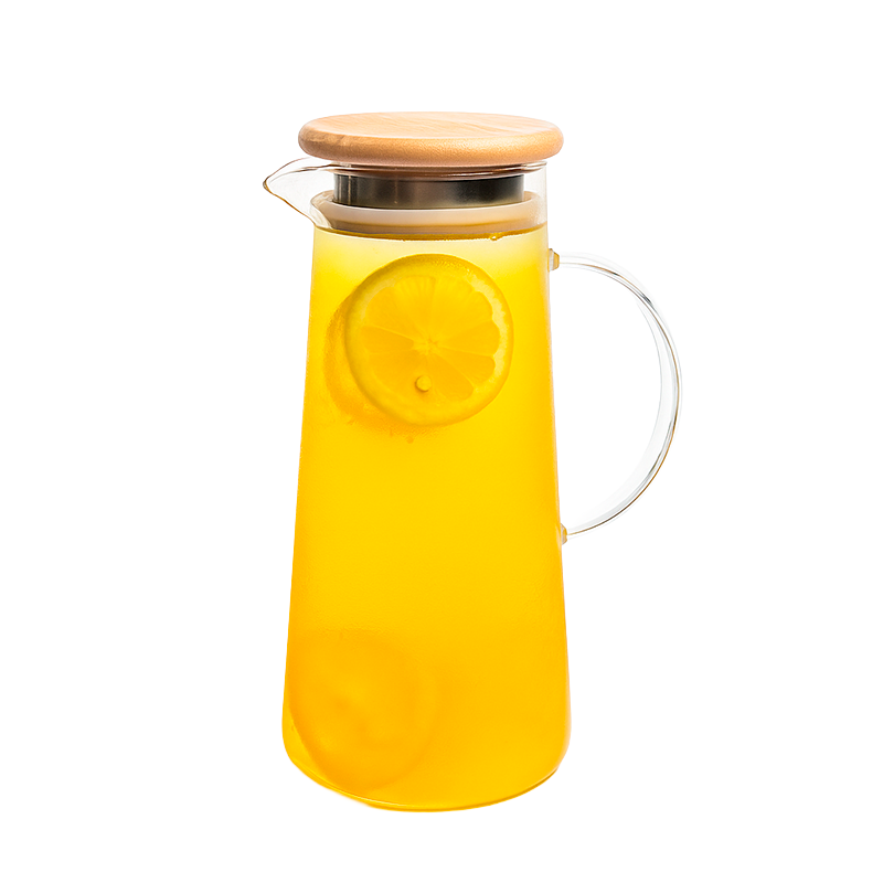Jarra De Vidrio Con Tapa Para Agua Jugos Bebidas De 1.5 L Transparente