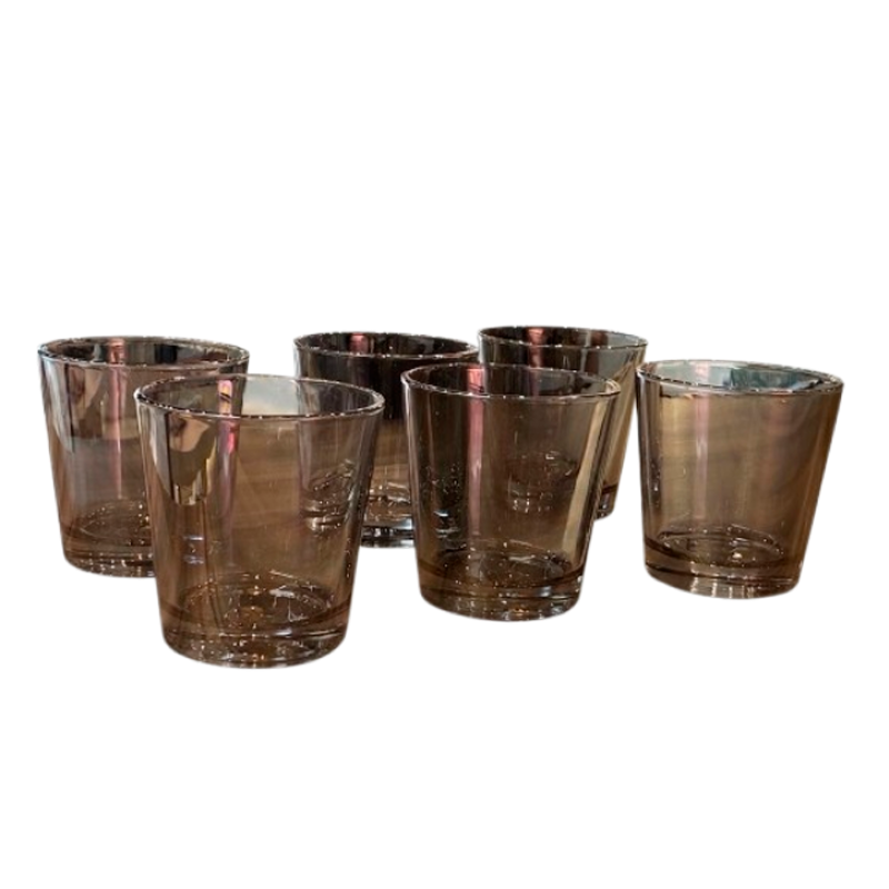 Set 6 Vasos Corto Vidrio Copa 280ml Gris