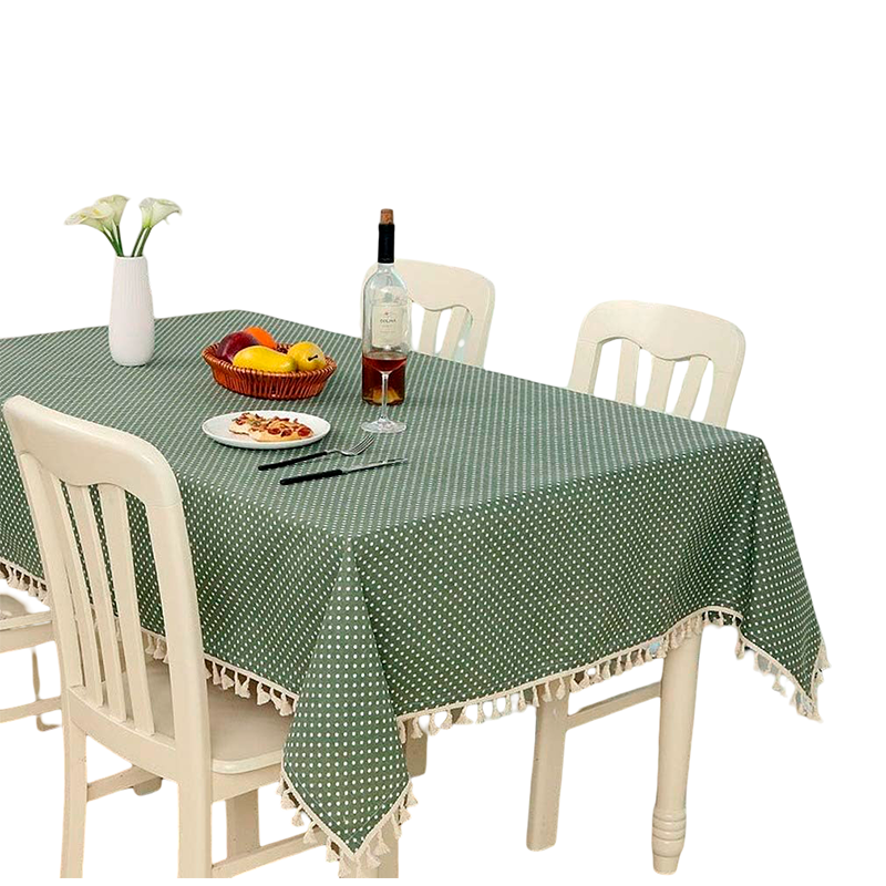 Mantel Rectangular Mantel De Mesa Borla Algodón 120x160cm Verde Con Lineas