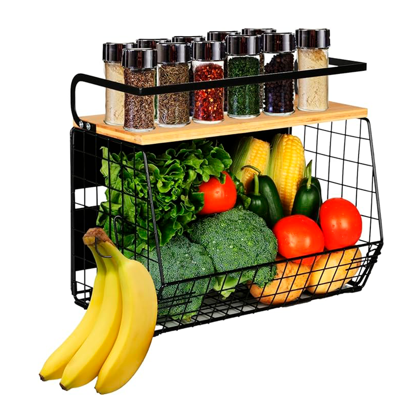 Canasto Para Frutas Frutero Magnetico Hogar Verdulero Cocina Negro