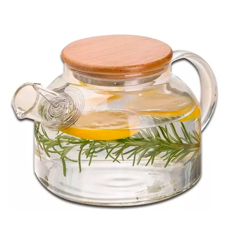 Tetera Vidrio Con Tapa De Bambú Infusión Té