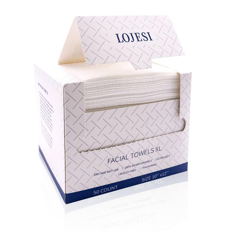 Toallas Faciales Secas Premium 100% Orgánica/ Vegan 50pcs Blanco