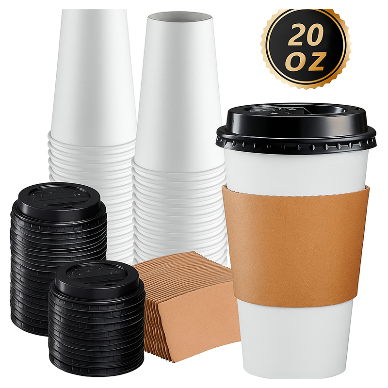 Vaso Cafe Kraft Vasos Polipapel Con Tapa Manga 20oz 50und 20 Oz