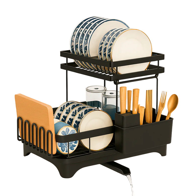 Escurridor De Platos 2 Niveles Secador Desmontable Loza Inoxidable Rack