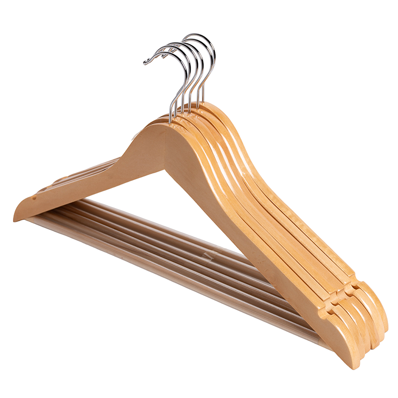 Colgadores De Ropa Set Bambu Antideslizante Wakeshome Madera