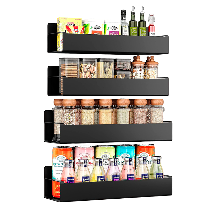 Estante Magnético 4pcs Metal Especias Refrigerador Lavadora Negro