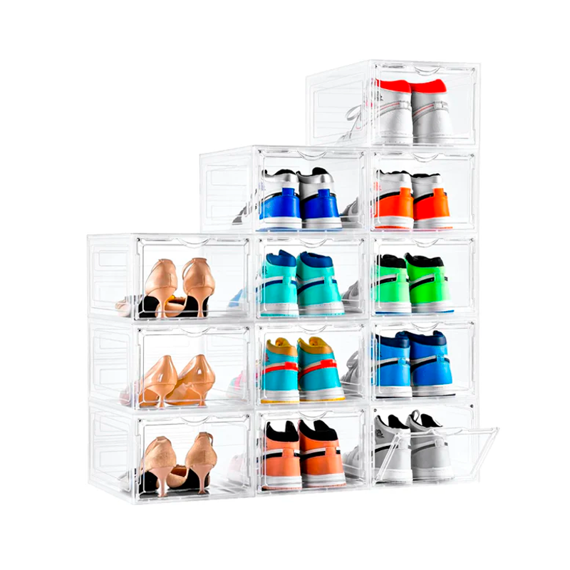 Caja Organizador de Zapatos Zapatera Apilable Cubo Para Calzado Apertura Frontal 1und