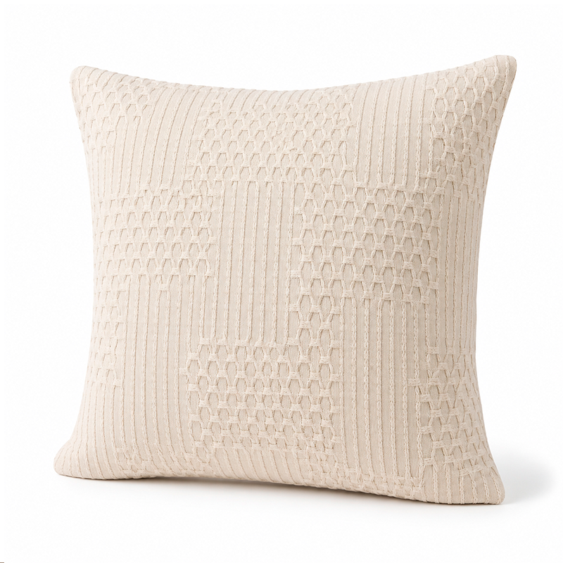 Funda De Cojin Boho Tejida Funda De Almohada De Sofa 45x45cm Blanco