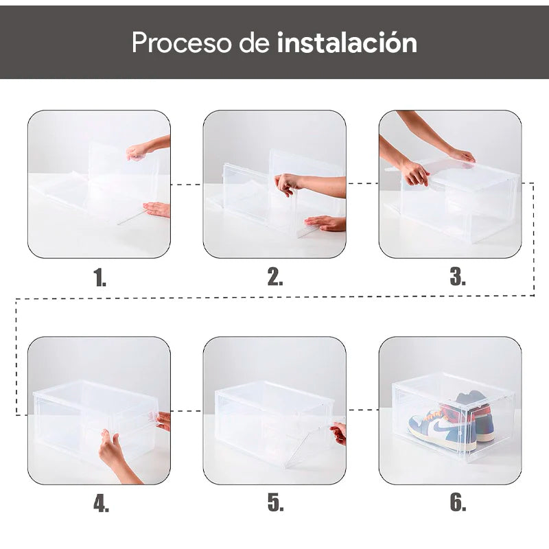 Caja Organizador de Zapatos Zapatera Apilable Cubo Para Calzado Apertura Frontal 1und