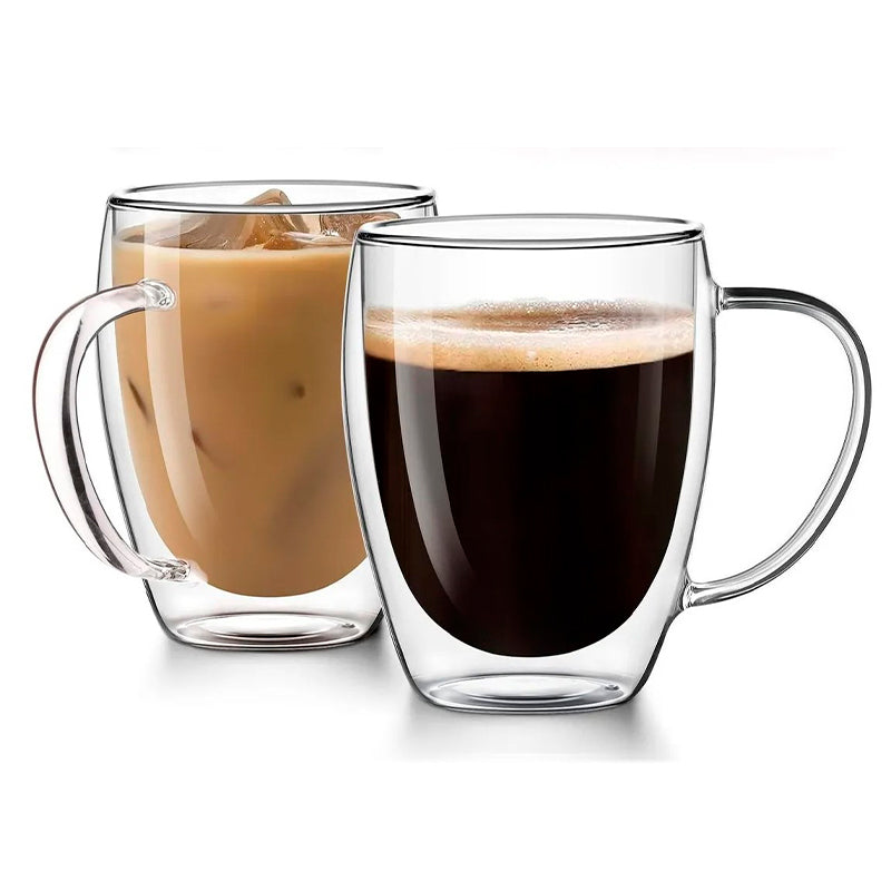 Mug Taza De Café oz Doble Pared Vidrio Vaso Termico