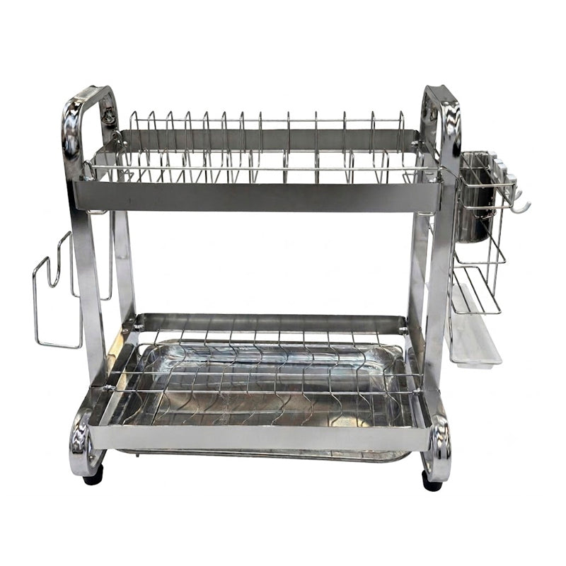 Escurridor De Platos Inoxidable De 2 Niveles Organizador De Cocina con Portaservicio