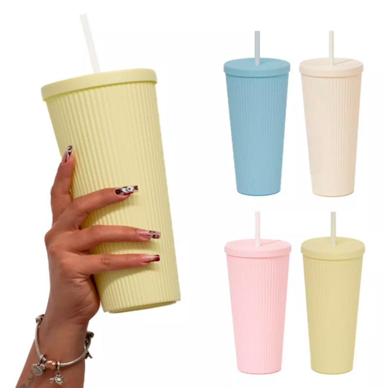 Pack De 6 Vasos Plastico Tipo Starbucks Con Bombilla Y Tapa