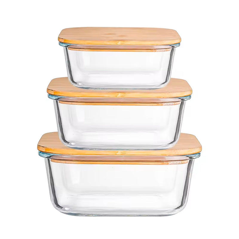 Recipiente de Vidrio para Almacenamiento de Alimentos con Tapa de Bambú
