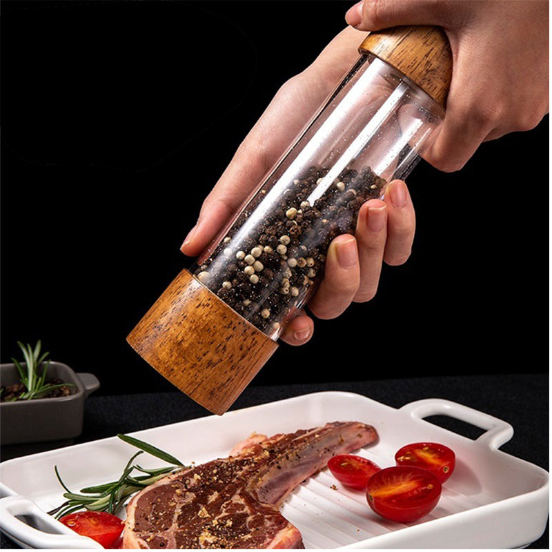 Pack 2 Salpimenteros Con Base Molinillo Manual Para Especias Marrón