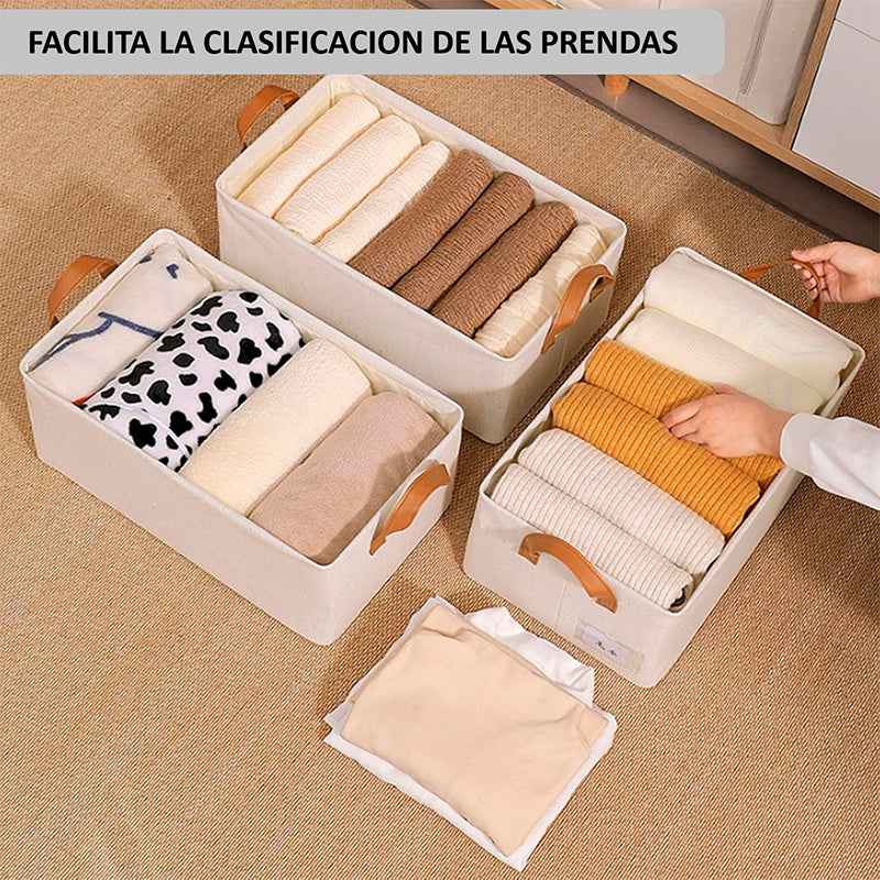 Pack 3 Bolsas Organizador Ropa Caja Plegable Con Asa Almacenamiento