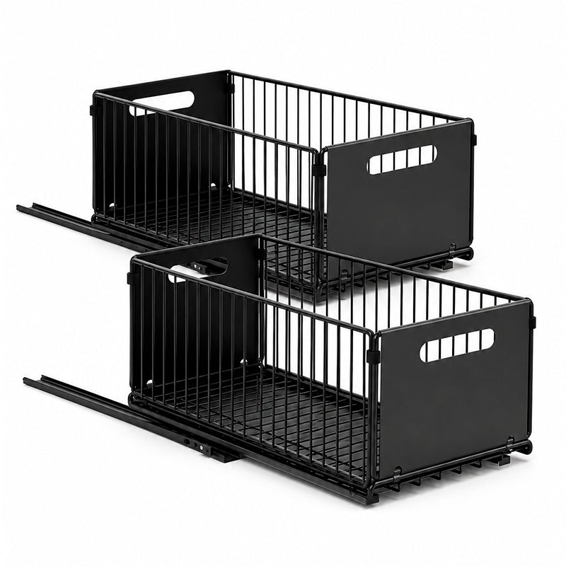 Set 2 Organizador Cocina Bajo Mesada Canasto Extraible Acero Inox