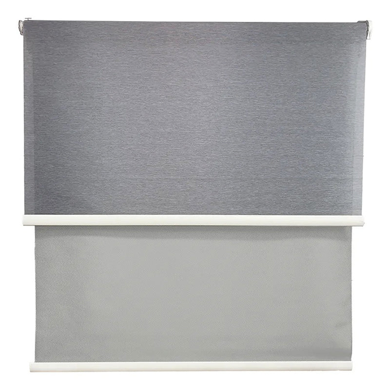 Cortina Roller Blackout 2 Paño 100x200 Doble Con Visillo