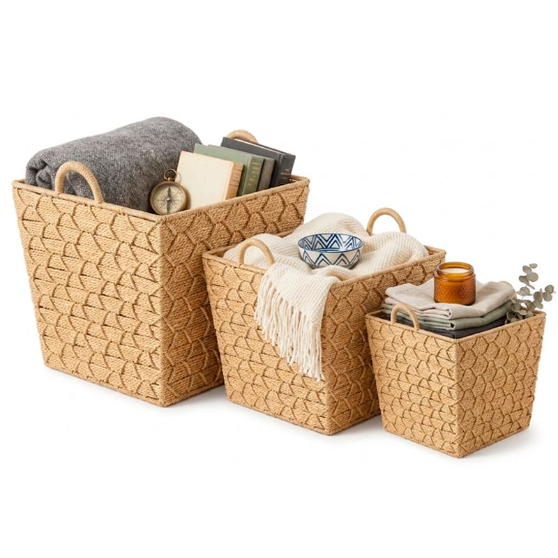 Set de 3 Canastos Organizadores Cuadrados en Seagrass – Natural