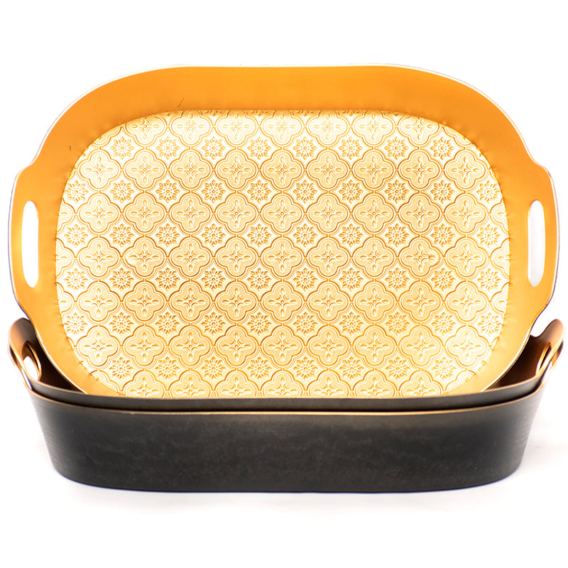 Set 3 Bandeja Brillante Ovalada Para Desayuno De Plastico