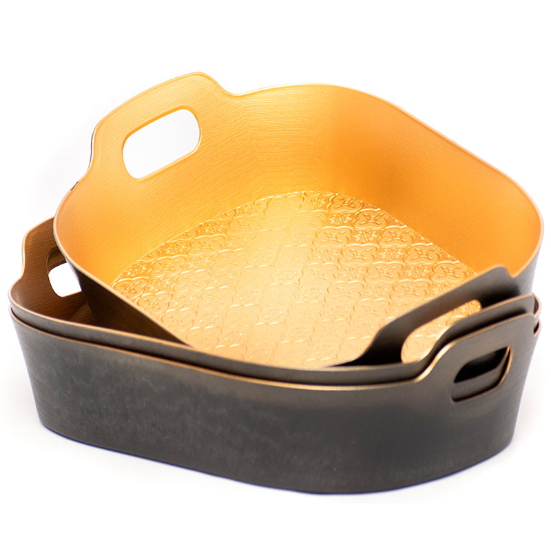 Set 3 Bandeja Brillante Ovalada Para Desayuno De Plastico