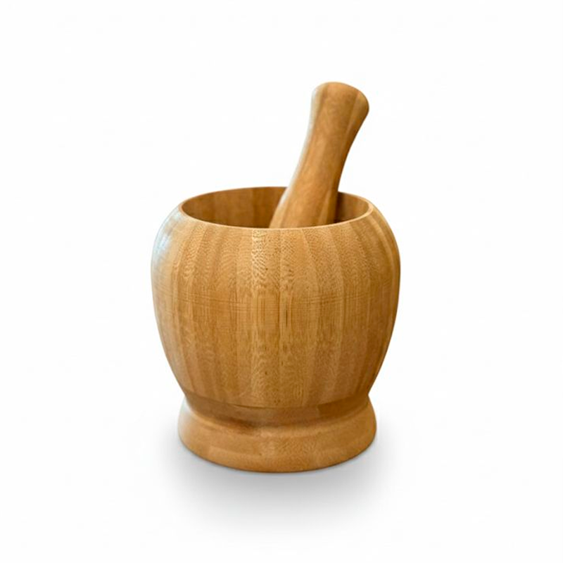 Mortero de Bambú Natural Molinillo de Especias Doméstico