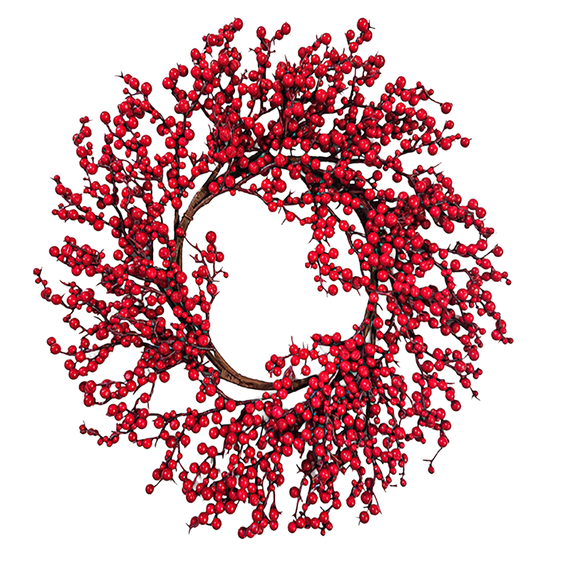 Corona De Navidad De Bayas Rojas 40cm Decoración Navideña
