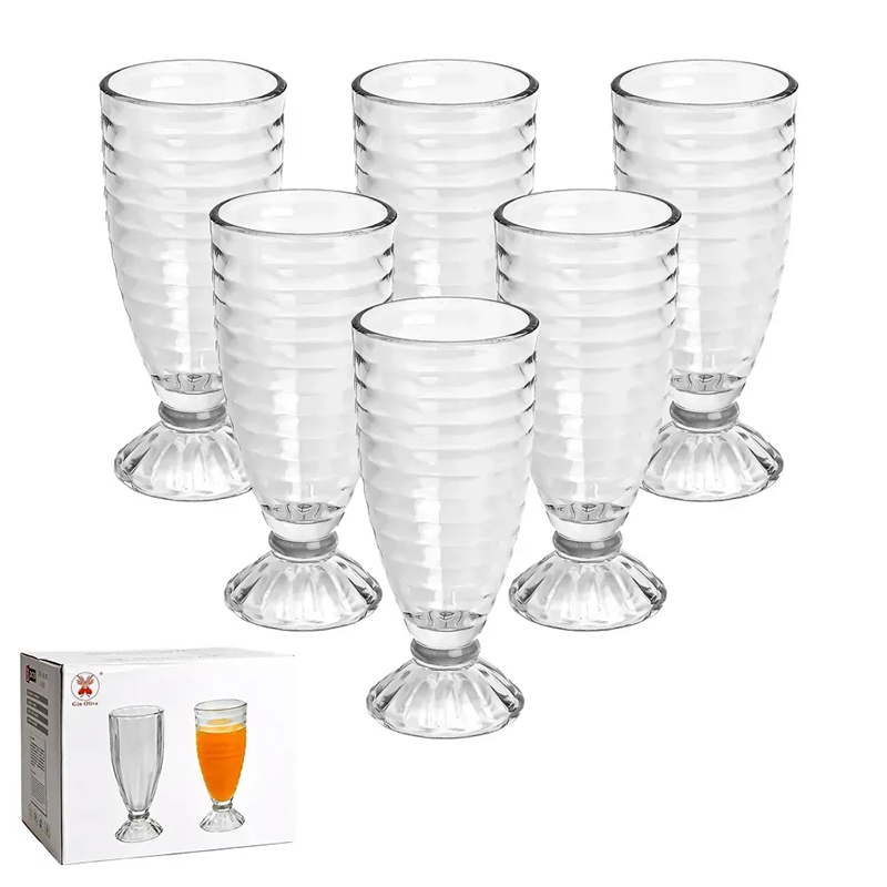 Juego 6 Copas para Malteada Batido Copa Helado Vintage 370ml