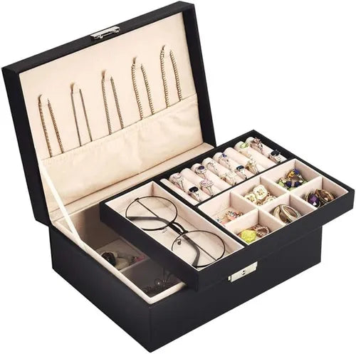 Organizador Joyas Con Cerradura Joyero Portatil Exhibidor Joyeria