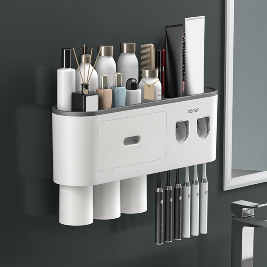 Dispensador Pasta Dental Con Porta Cepillos Dispensador Automatico Organizador de Baño