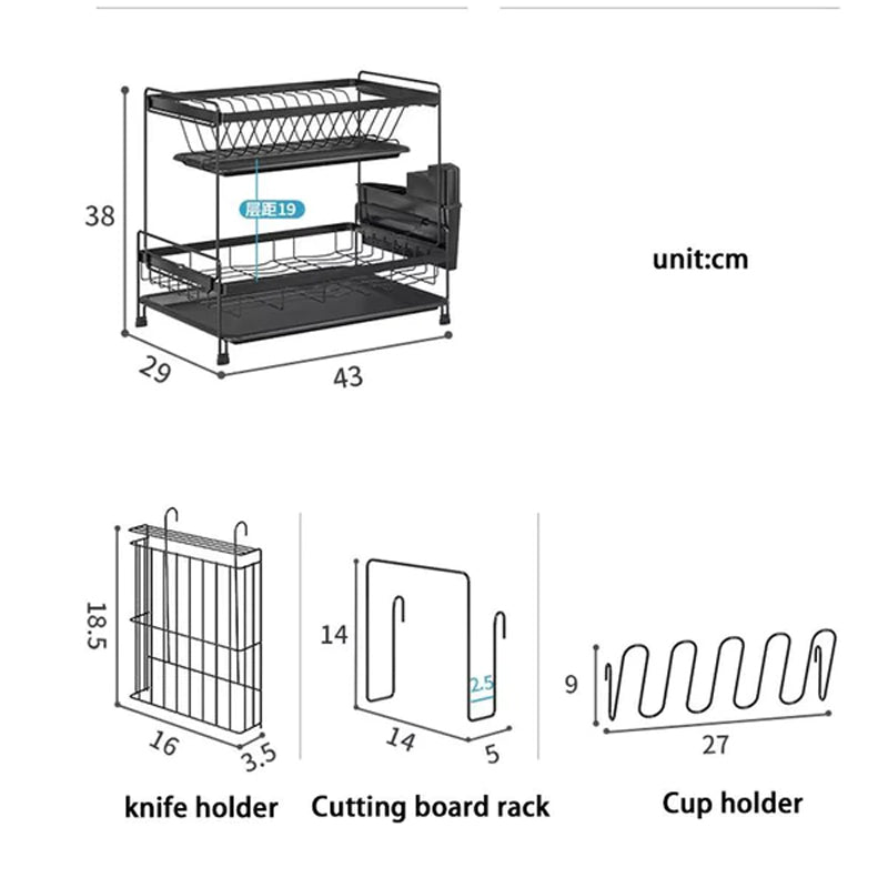 Secador Escurridor Loza Platos 2 Niveles Organizador Cocina