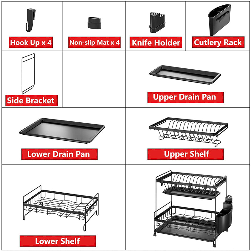 Secador Escurridor Loza Platos 2 Niveles Organizador Cocina
