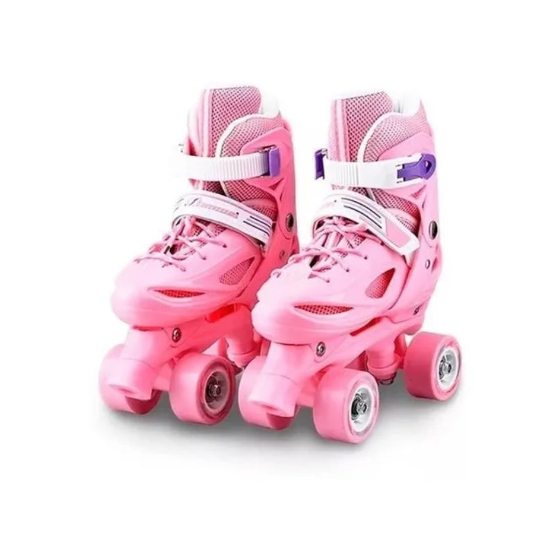 Patines 4 Ruedas Ajustable Para Niña Rosados Patines Roller