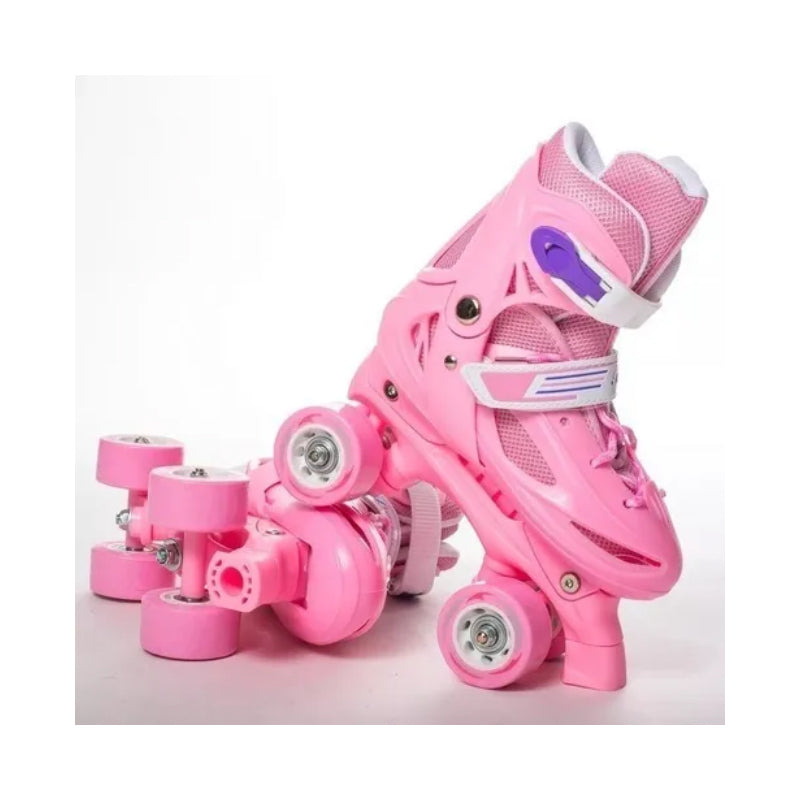 Patines 4 Ruedas Ajustable Para Niña Rosados Patines Roller