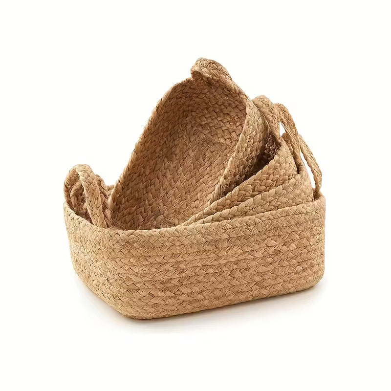 Juego De 4 Cestas De Almacenamiento Tejidas Cuerda De Yute Marrón