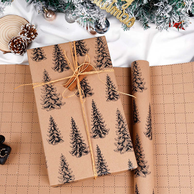 10 Papel De Regalo Para Navidad Pliego 50x70cm Kraft Marrón