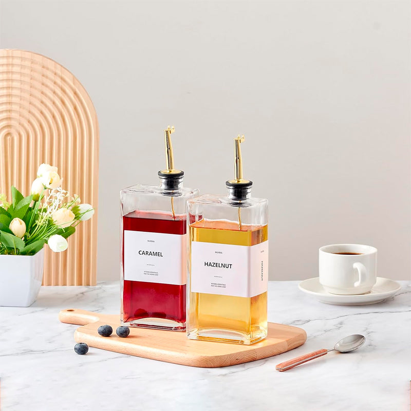 Set 4 Botella Dispensadora para Cocina 500 ml Dispensador de Vidrio Aceite Vinagre Jarabe con Boquilla