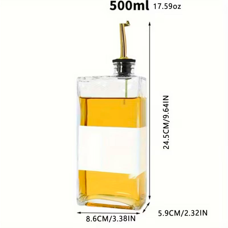 Set 4 Botella Dispensadora para Cocina 500 ml Dispensador de Vidrio Aceite Vinagre Jarabe con Boquilla