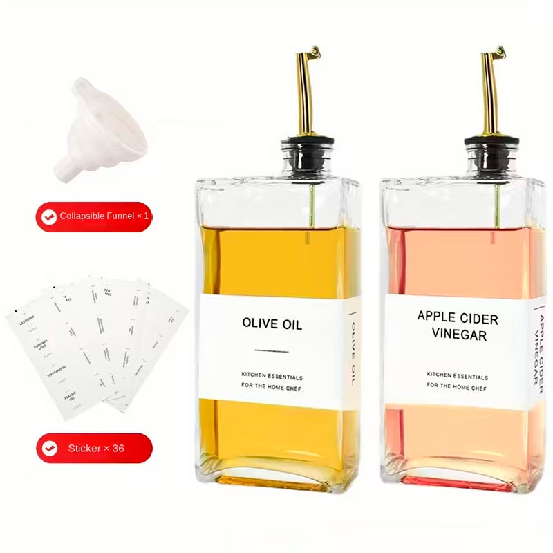 Set 4 Botella Dispensadora para Cocina 500 ml Dispensador de Vidrio Aceite Vinagre Jarabe con Boquilla