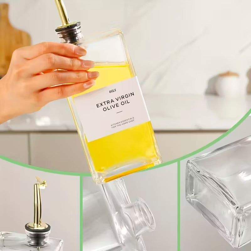 Set 4 Botella Dispensadora para Cocina 500 ml Dispensador de Vidrio Aceite Vinagre Jarabe con Boquilla