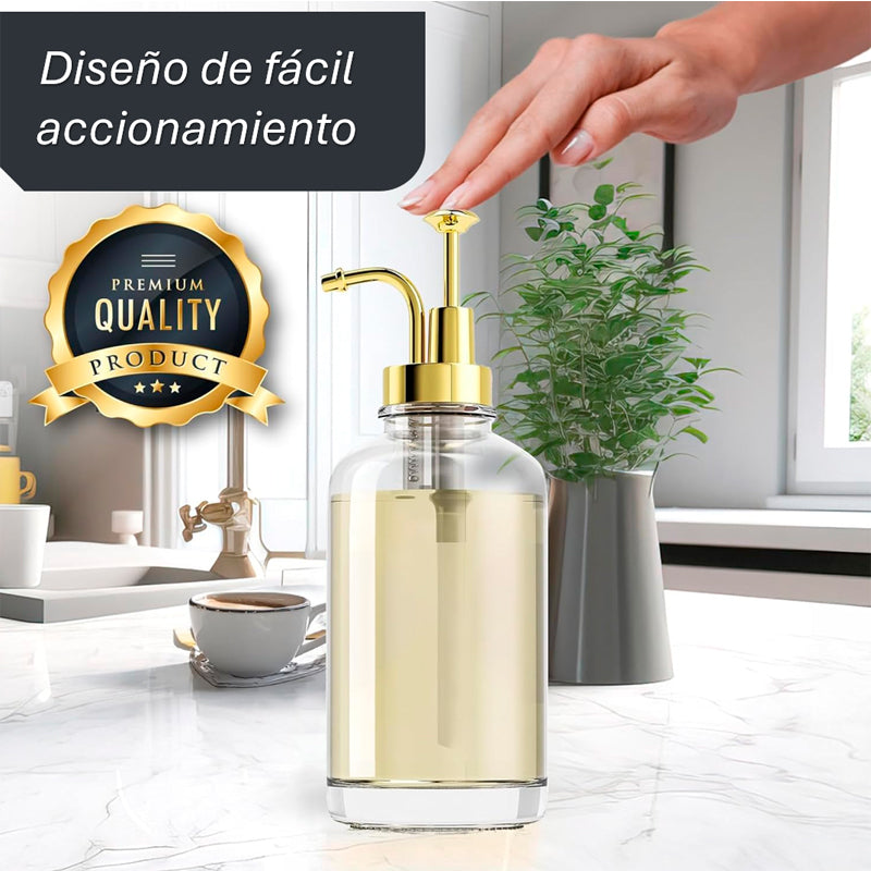 2 Botella Dispensador Baño o Cocina 500ml Dorado