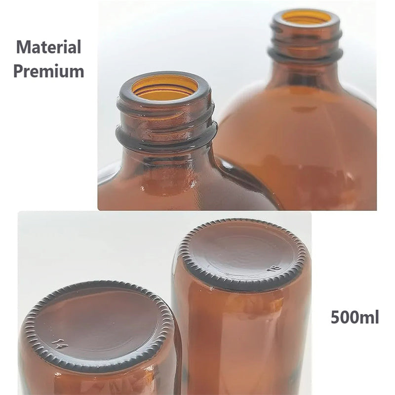 2 Dispensador De Jabon Botella Vidrio Ambar 500 Ml + Bandeja Marrón
