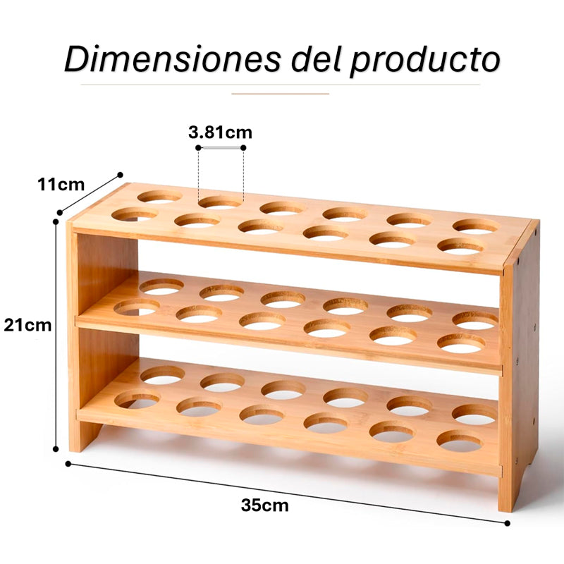 Organizador de Almacenamiento de Huevos 3 Niveles Contenedor de Bambu para Encimera