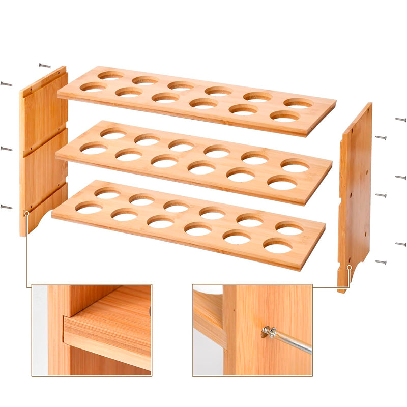 Organizador de Almacenamiento de Huevos 3 Niveles Contenedor de Bambu para Encimera