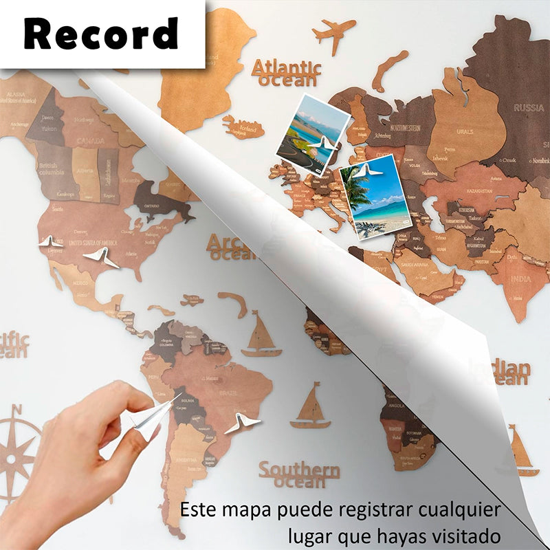 Mapa Del Mundo De Madera 100x60cm Mapa De Pared Para Viaje