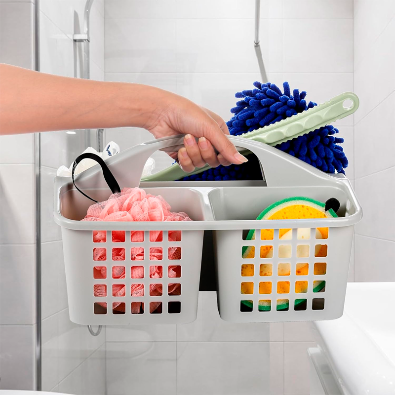 Cesta Organizadora Plástica Para Limpieza Cocina Baño Champú Gris