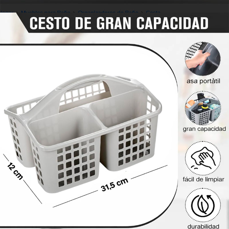 Cesta Organizadora Plástica Para Limpieza Cocina Baño Champú Gris