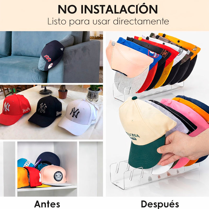 Pack 2 Organizador de Gorras Soporte de Mesa Para 7 Jockey Transparente