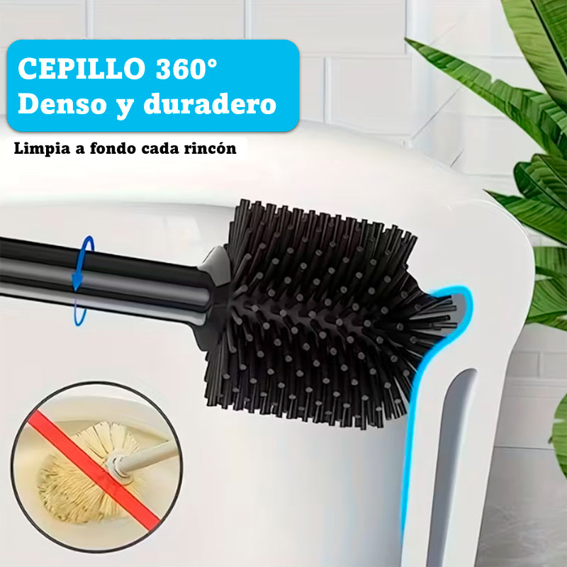 Set 2 en 1 para WC Cepillo de Inodoro y Destapador de Cañeria Sopapo con Soporte